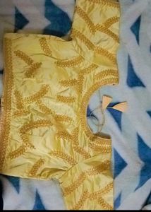 Embroidered golden blouse combo