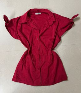 Chic Red Button-Up Shirt