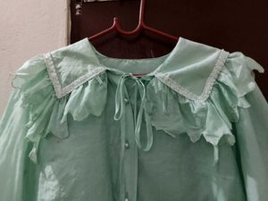 Sheer Ruffle Collar Blouse