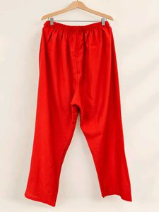 Vibrant Red Kurta Set with Bird Embroidery