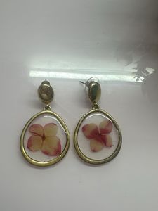 Handmade Dried Flower Resin Drop Earrings