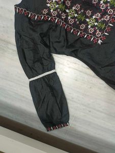 Embroidered Black Kurta