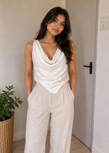 Drapey Cowl Neck Sleeveless Top