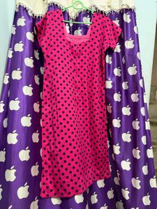 Pink Polka Dot Kurta Set