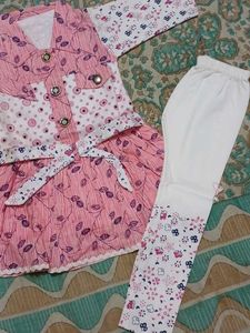 Cute Pink Printed Girls' Outfit