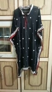 black kaftan Georgette kurti with white heavy work
