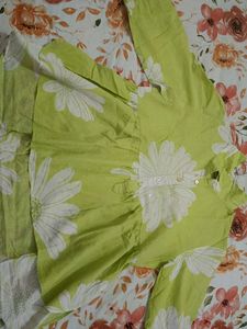 Lime Green Floral Button-Up Tunic