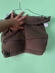 Brown Lace Trim Cami Top