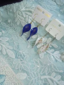 Leaf-Shaped Glass Earrings