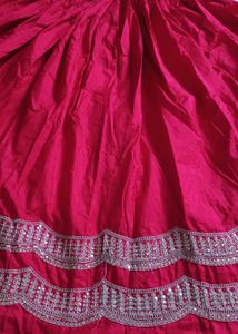 Stunning Red Lehenga Choli with Silver Embellishme