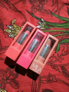 3 Mila Beaute Lipsticks - Variety of Shades