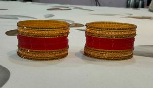 Beautiful Red &amp; Golden Bridal Bangles Set