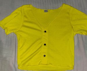 V-Neck Button-Up yellow Top