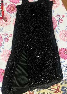 Sparkling Black Sequin Maxi Dress