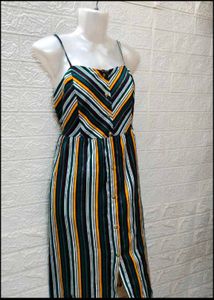 Boho Striped Button-Down Maxi Dress