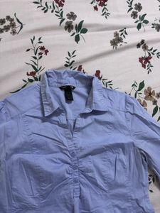 H&amp;M light Blue Collared Tunic Shirt