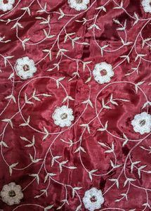 Simply Cute Embroidery Floral Design Maroon Saree