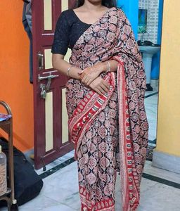 kalamkari ajrakh cotton saree