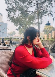 Vibrant Red Choker Neck Top only dress