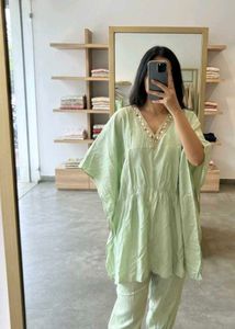 Kaftan with pant and Mirror Work Coord