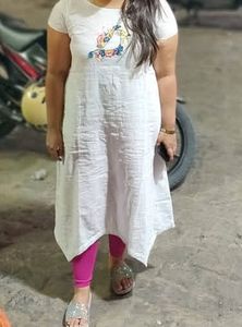 White Colored Asymmetric Kurta