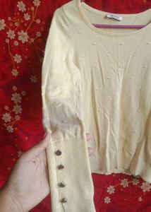 Cream Textured Knit Korean top 💖