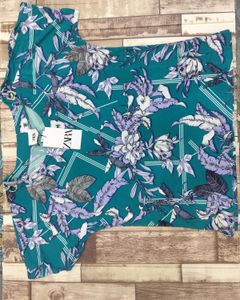 Zara Teal Floral Print Top - XXL