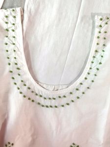 Embroidered White Kurti