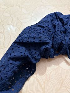 Navy Blue Eyelet Skirt