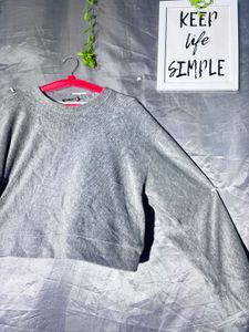ZARA Grey Crew Neck Knit Sweater