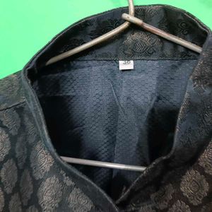 Premium Black Brocade Nehru Vest