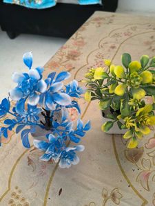 Artificial Blue & Yellow Plants Set