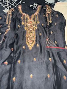 Elegant Embroidered Black Kurta