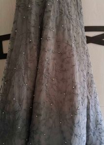 Elegant Red &amp; Grey Embellished Gown