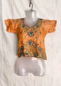 Embellished Orange Ethnic Blouse