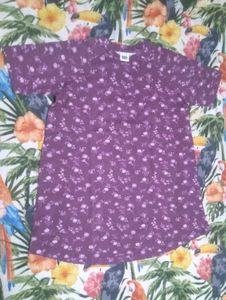 Charming Purple Floral Print T-Shirt