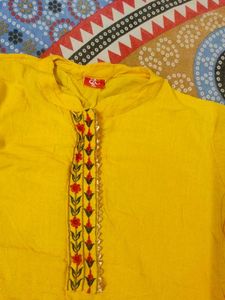 Yellow Kurta Set with Embroidered Detail