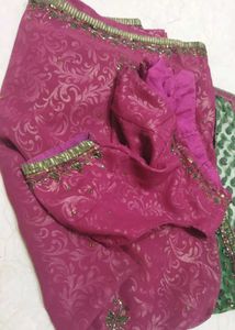 Elegant Pink Brocade Saree with Blouse