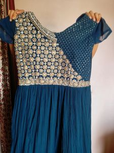 Teal Embroidered Anarkali Suit