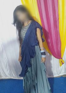 Elegant Blue Embellished Ethnic Gown
