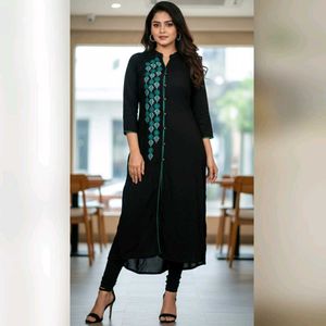 Embroidered Black Kurta