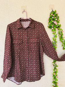 Stylish Geometric Print Button-Up Shirt