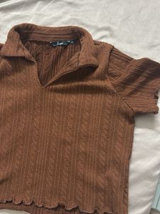 Chic Brown Textured Knit Top