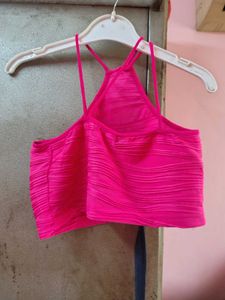 Hot Pink Ribbed Crop Top