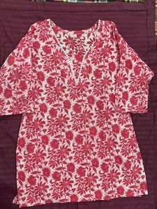 Red Floral Print Kurta