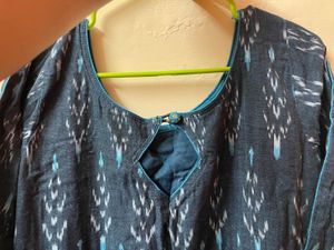 Blue Ikat Print Kurta
