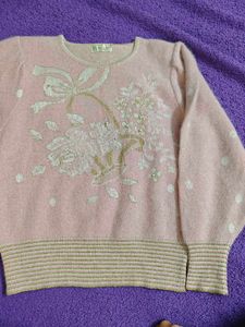 Pink Floral Knit Sweater