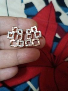Geometric Square Stud gold plated
