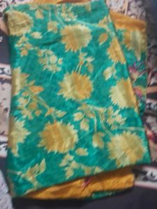 Beautiful Teal dupatta Golden Floral Print