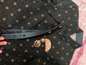 Boys 3 Piece Sherwani Green And Golden